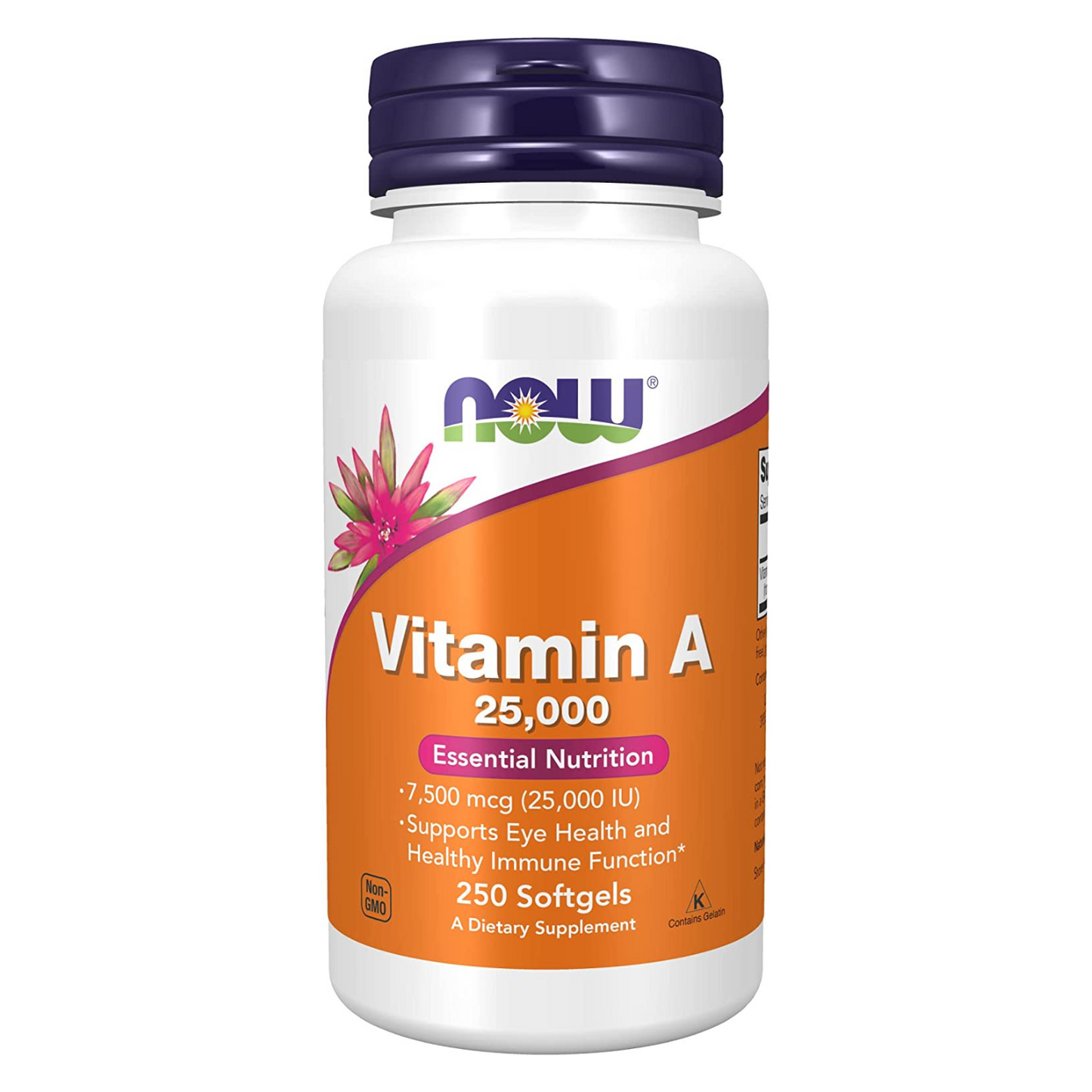NOW - Vitamin A 25,000 IU, Essential Nutrition - 250 Softgels