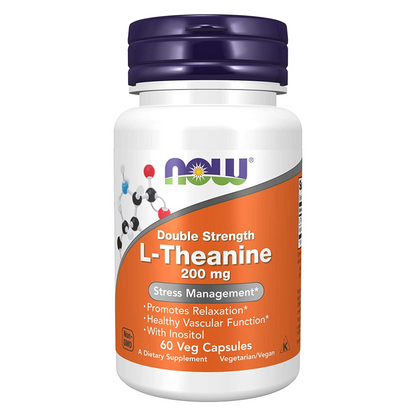 NOW - Double Strength L-Theanine 200 mg - 60 Veg Capsules