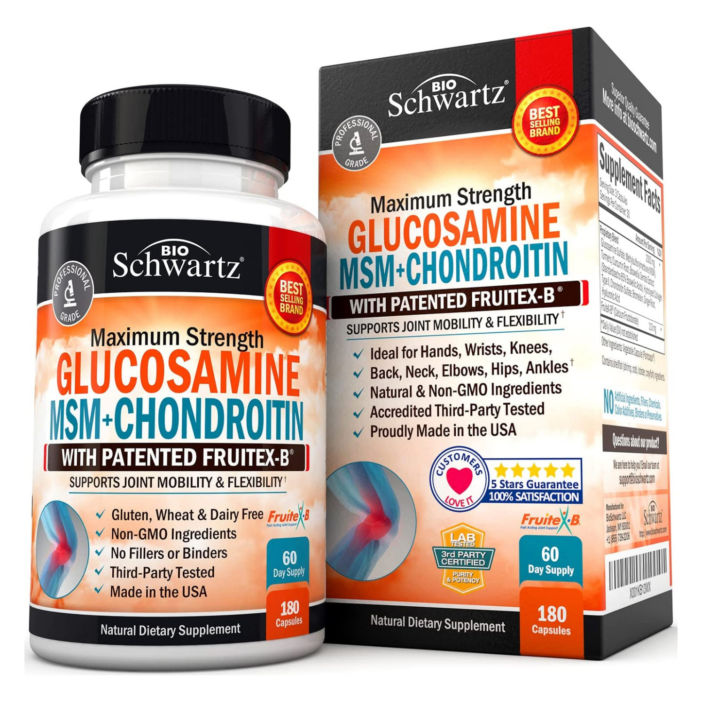 BioSchwartz - Glucosamine MSM+ Chondroitin, Supports Joint Mobility & Flexibility - 90 Capsules