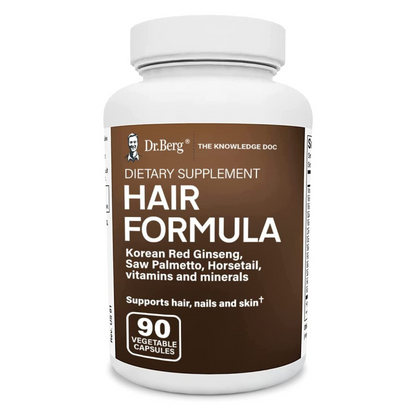 Dr. Berg - Hair Formula, All in One Hair Growth Vitamins for Men & Women, 90 Veg Capsules