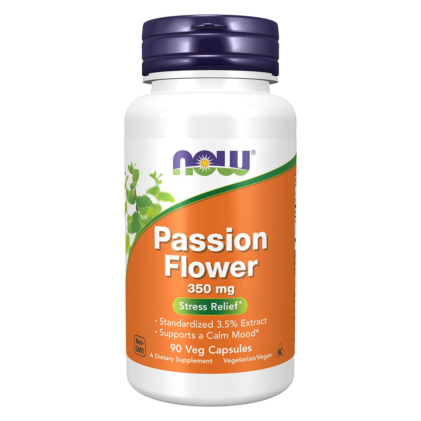 NOW - Passion Flower 350 mg, Natural Stress Relief - 90 Veg Capsules