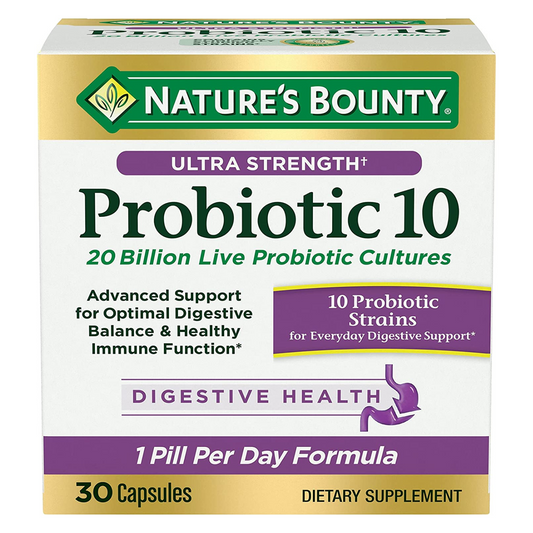 Nature’s Bounty - Probiotic 10, Ultra Strength Daily Probiotic Supplement - 30 Capsules
