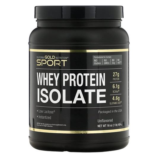 California Gold Nutrition Sport - Whey Protein Isolate, 1 lb, 16 oz (454 g), Unflavored
